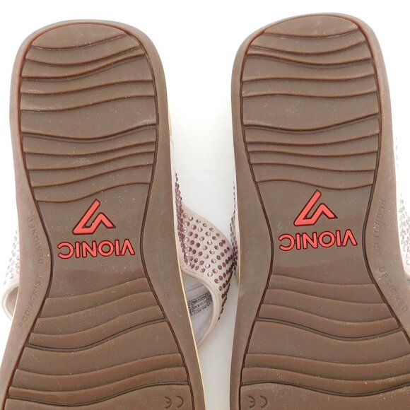 VIONIC Blush Pink Crystal Embellished Leather Thong Sandals 11 - Picture 6 of 6